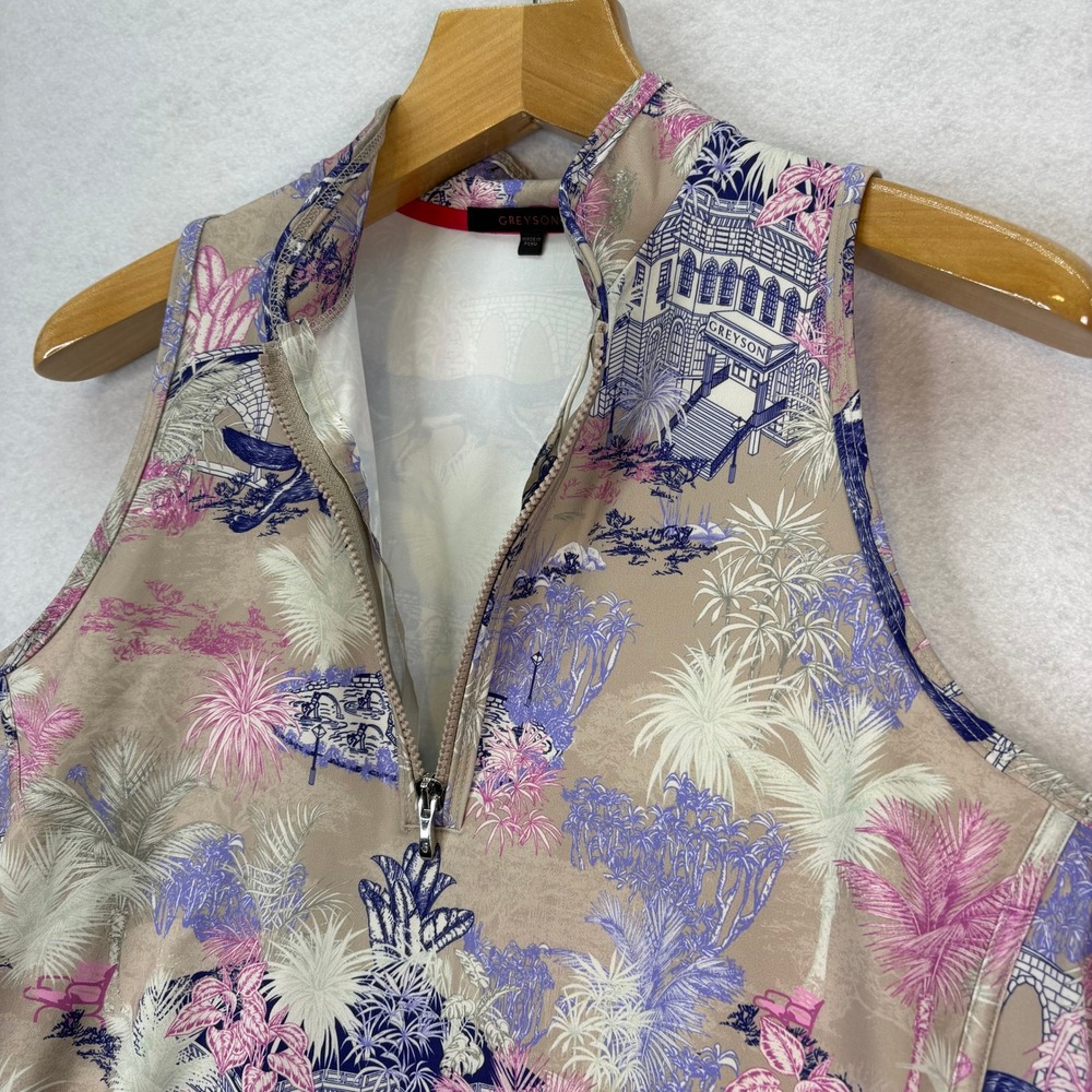 Greyson Savannah Nights Sleeveless Vesta 1/4 Zip Top Womens XL Golfcore Wolf - Picture 7 of 9